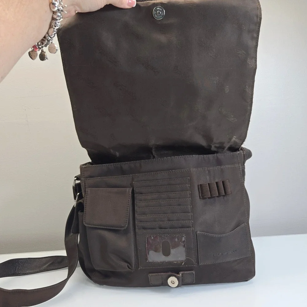 Fossil Messenger Bag Medium Chocolate Brown Leather Crossbody Laptop Briefcase